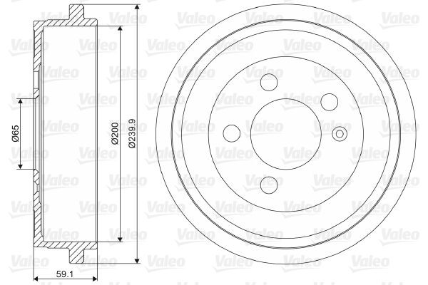 Original VALEO Brake drums and shoes 237099 for VW POLO