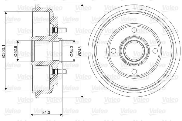 VALEO without integrated wheel bearing, without ABS sensor ring, 243mm, Rear Axle Drum Brake 237088 buy