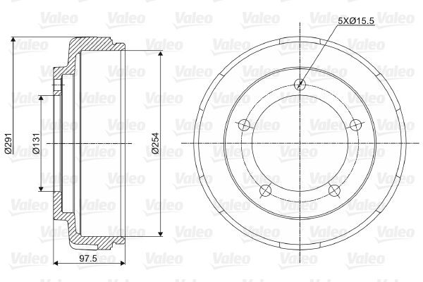 237040 VALEO Brake drum MERCEDES-BENZ without integrated wheel bearing, without ABS sensor ring, 291mm, Rear Axle