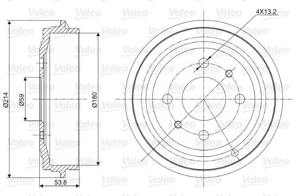 VALEO 237027 Brake Drum without integrated wheel bearing, without ABS sensor ring, 214mm, Rear Axle