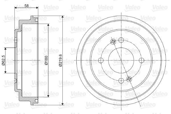 237059 VALEO Brake drum ALFA ROMEO without integrated wheel bearing, without ABS sensor ring, 220mm, Rear Axle