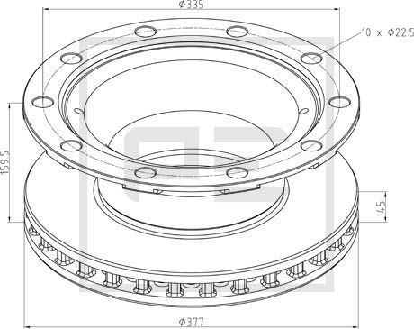 046.379-00A PETERS ENNEPETAL Brake rotors VOLVO Front and Rear, 377x45mm, 10x335, internally vented