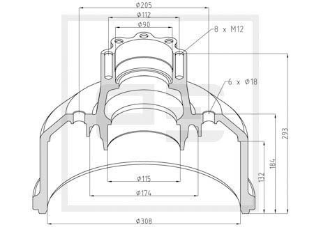 PETERS ENNEPETAL 016.458-00A Bremstrommel für MERCEDES-BENZ LK/LN2 LKW in Original Qualität