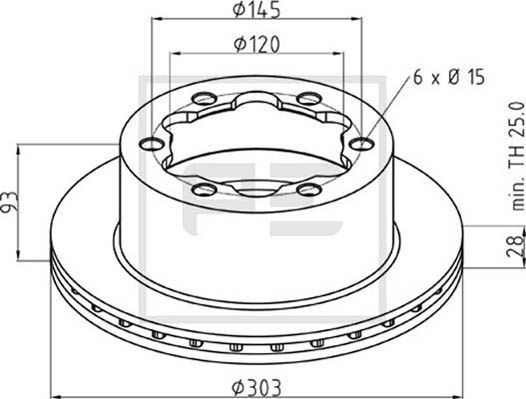 BS7129 PETERS ENNEPETAL Rear, 303x28mm, 6x145, internally vented Ø: 303mm, Num. of holes: 6, Brake Disc Thickness: 28mm Brake rotor 016.679-00A buy