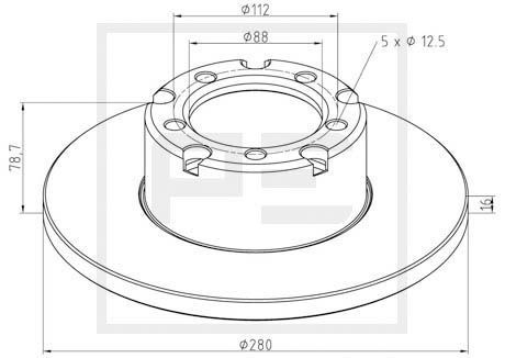 BS3305 PETERS ENNEPETAL Front, 280x16mm, 5x112, solid Ø: 280mm, Num. of holes: 5, Brake Disc Thickness: 16mm Brake rotor 016.285-00A buy
