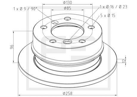 Brake disc PETERS ENNEPETAL Rear, 258x12mm, 5x130, solid - 016.290-00A