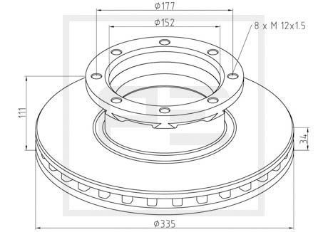 BS5289 PETERS ENNEPETAL Rear, 335x34mm, 8x177, internally vented Ø: 335mm, Num. of holes: 8, Brake Disc Thickness: 34mm Brake rotor 016.664-00A buy