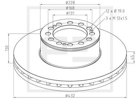 BS5178 PETERS ENNEPETAL Front, 432x45mm, 12x168, internally vented Ø: 432mm, Num. of holes: 12, Brake Disc Thickness: 45mm Brake rotor 036.121-00A buy