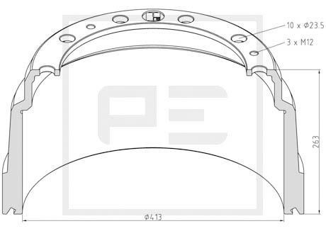 126.005-00A PETERS ENNEPETAL Bremstrommel SCANIA P,G,R,T - series