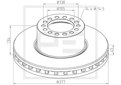 PETERS ENNEPETAL 016.665-00A Brake disc Front, 377x45mm, 14x138, internally vented