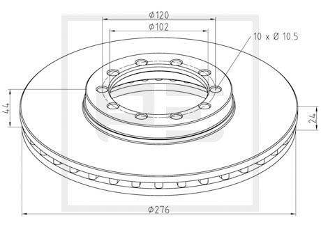 PETERS ENNEPETAL Front, 276x24mm, 10x120, internally vented Ø: 276mm, Num. of holes: 10, Brake Disc Thickness: 24mm Brake rotor 256.012-00A buy
