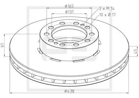 PETERS ENNEPETAL Front, 438x45mm, 10x165, internally vented Ø: 438mm, Num. of holes: 10, Brake Disc Thickness: 45mm Brake rotor 256.010-00A buy