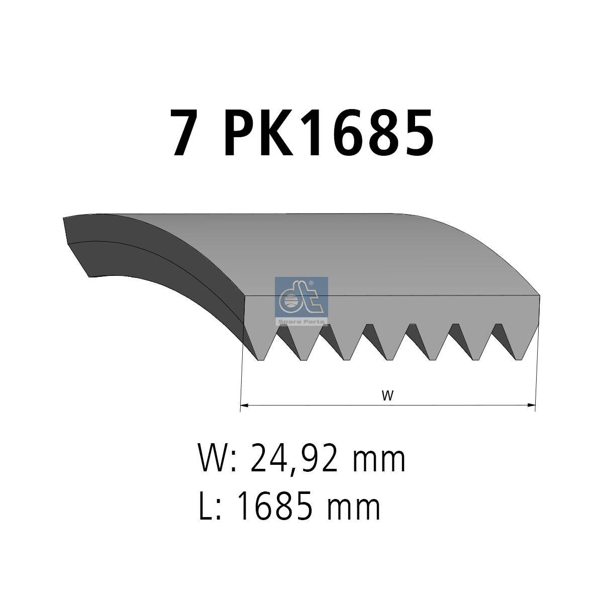 DT Spare Parts 1685mm, 7 Number of ribs: 7, Length: 1685mm Alternator belt 6.31544 buy