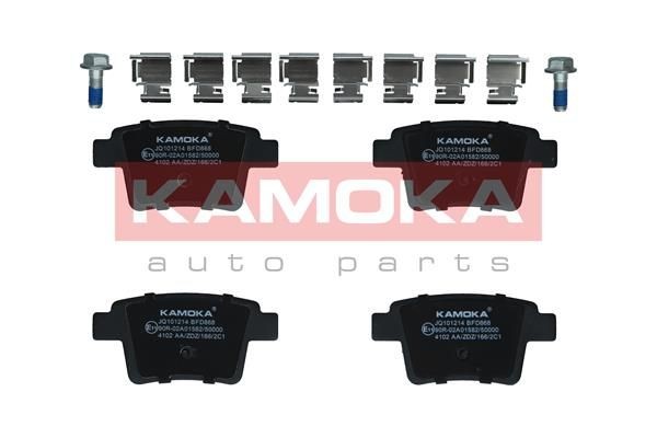 JQ101214 KAMOKA Brake pad set JAGUAR Rear Axle, excl. wear warning contact, with accessories