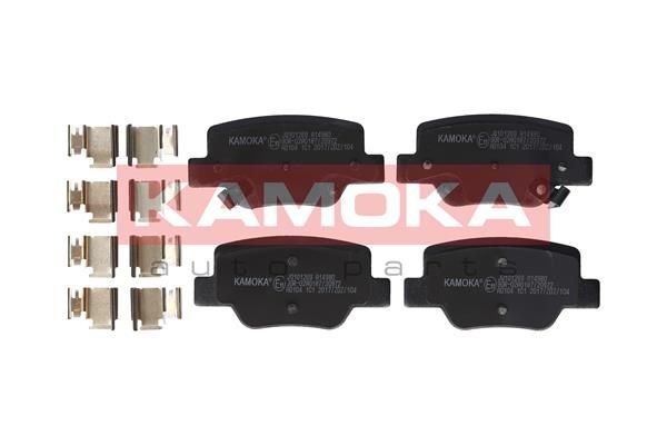 KAMOKA JQ101269 Brake pad set Rear Axle, with acoustic wear warning, with accessories