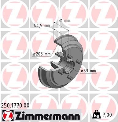 Original ZIMMERMANN Drum brakes set 250.1770.00 for FORD MONDEO