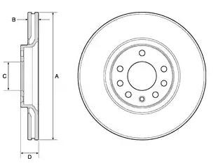 DELPHI 308x25mm, 5, Vented, Coated, Untreated Ø: 308mm, Num. of holes: 5, Brake Disc Thickness: 25mm Brake rotor BG3770C buy