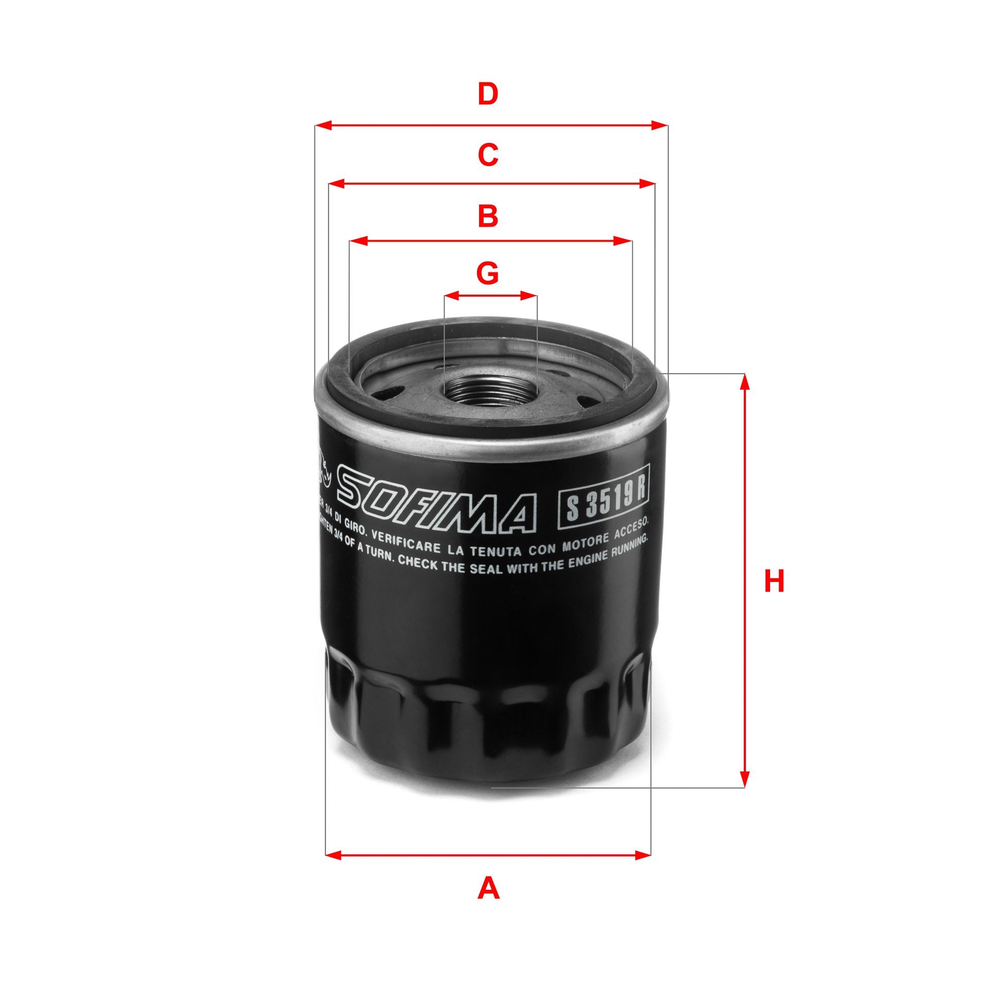 SOFIMA S 3519 R Oil filter M 22 x 1,5, with one anti-return valve, Spin-on Filter