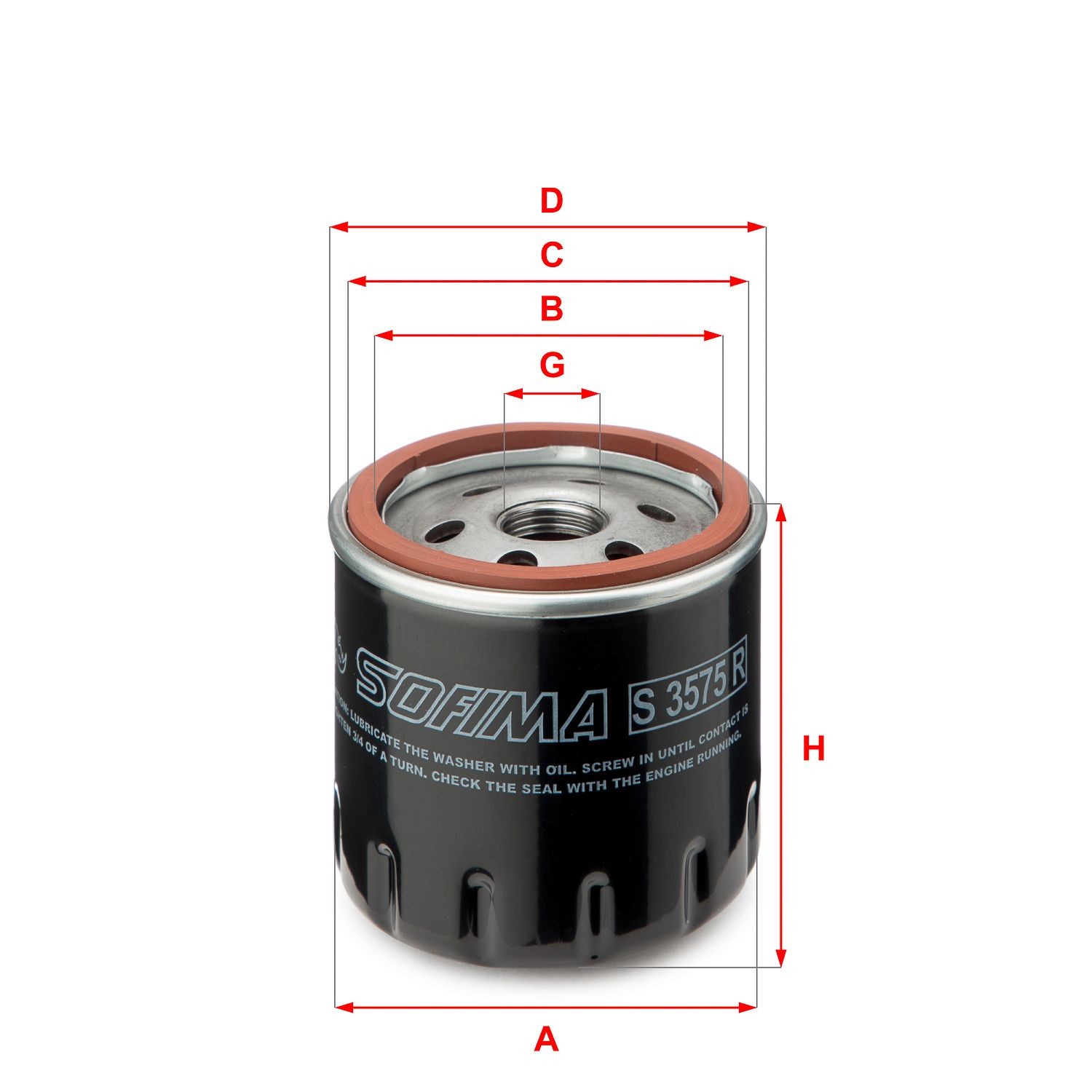 SOFIMA S 3575 R Oil filter 3/4-16 UNF, with one anti-return valve, Spin-on Filter