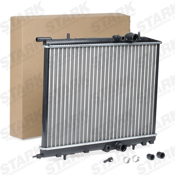 STARK SKRD-0120597 Engine radiator Aluminium, Plastic, for vehicles with/without air conditioning, Manual Transmission, Mechanically jointed cooling fins