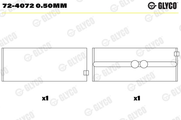 GLYCO 72-4072 0.50mm Kurbelwellenlager für SCANIA L,P,G,R,S - series LKW in Original Qualität