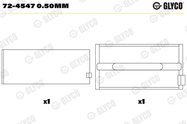 GLYCO 72-4547 0.50mm Kurbelwellenlager für IVECO Zeta LKW in Original Qualität