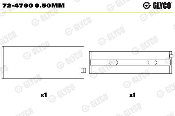 GLYCO 72-4760 0.50mm Kurbelwellenlager für MERCEDES-BENZ ATEGO 2 LKW in Original Qualität