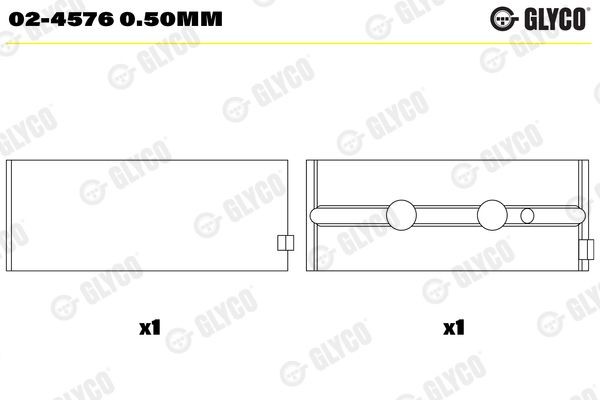 02-4576 GLYCO Main bearings, crankshaft 02-4576 0.50mm buy
