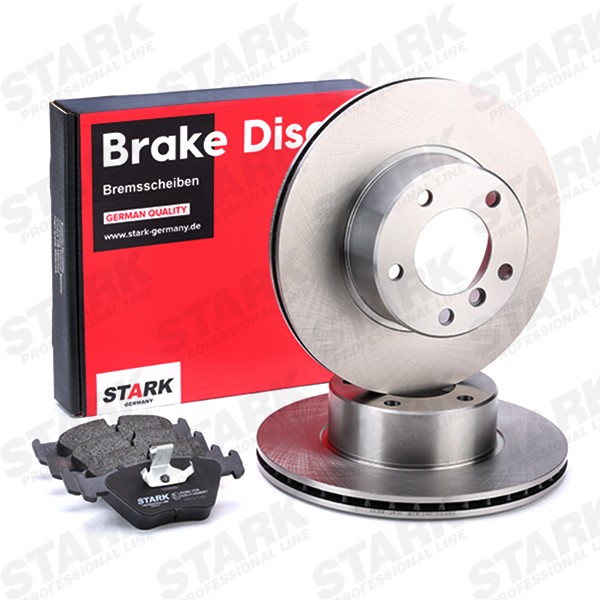 STARK SKBK-1090310 Brake discs and pads set Front Axle, Vented, with brake pads, incl. wear warning contact