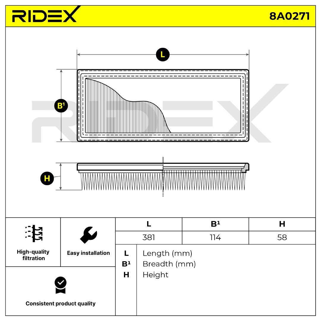 OEM-quality RIDEX 8A0271 Engine filter