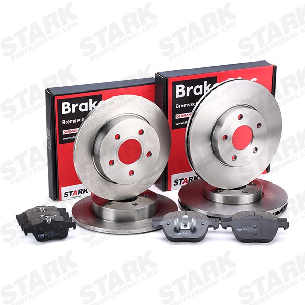 STARK SKBK-1090324 Brake set Rear Axle, Front Axle, internally vented, solid, excl. wear warning contact