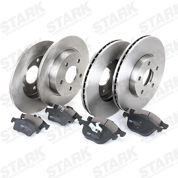 SKBK-1090324 Brake pads and discs SKBK-1090324 STARK Rear Axle, Front Axle, internally vented, solid, excl. wear warning contact