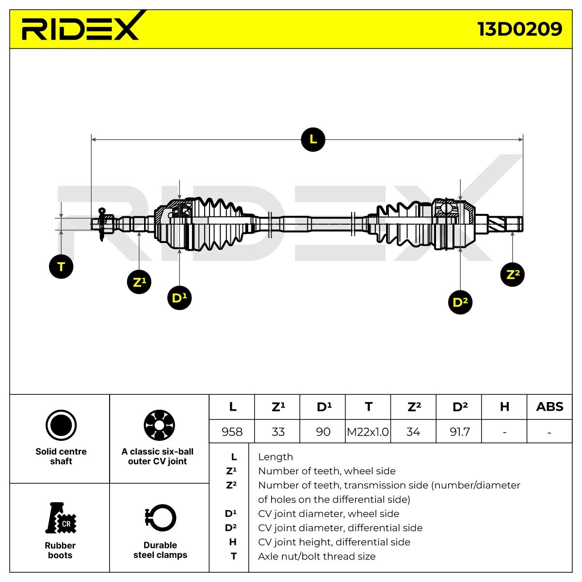 RIDEX CV axle 13D0209 buy online