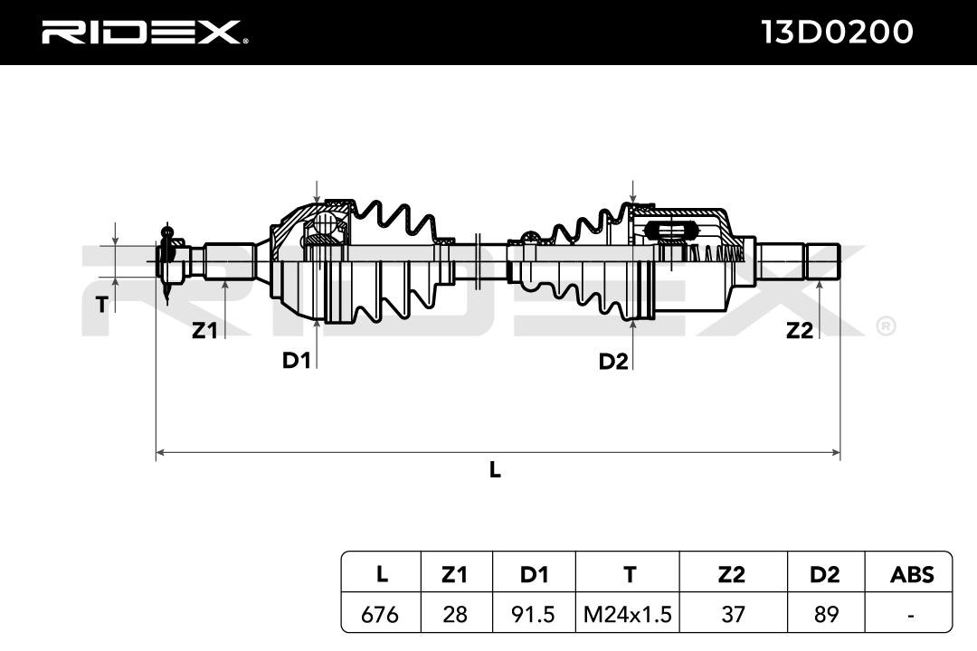 OEM-quality RIDEX 13D0200 CV axle shaft