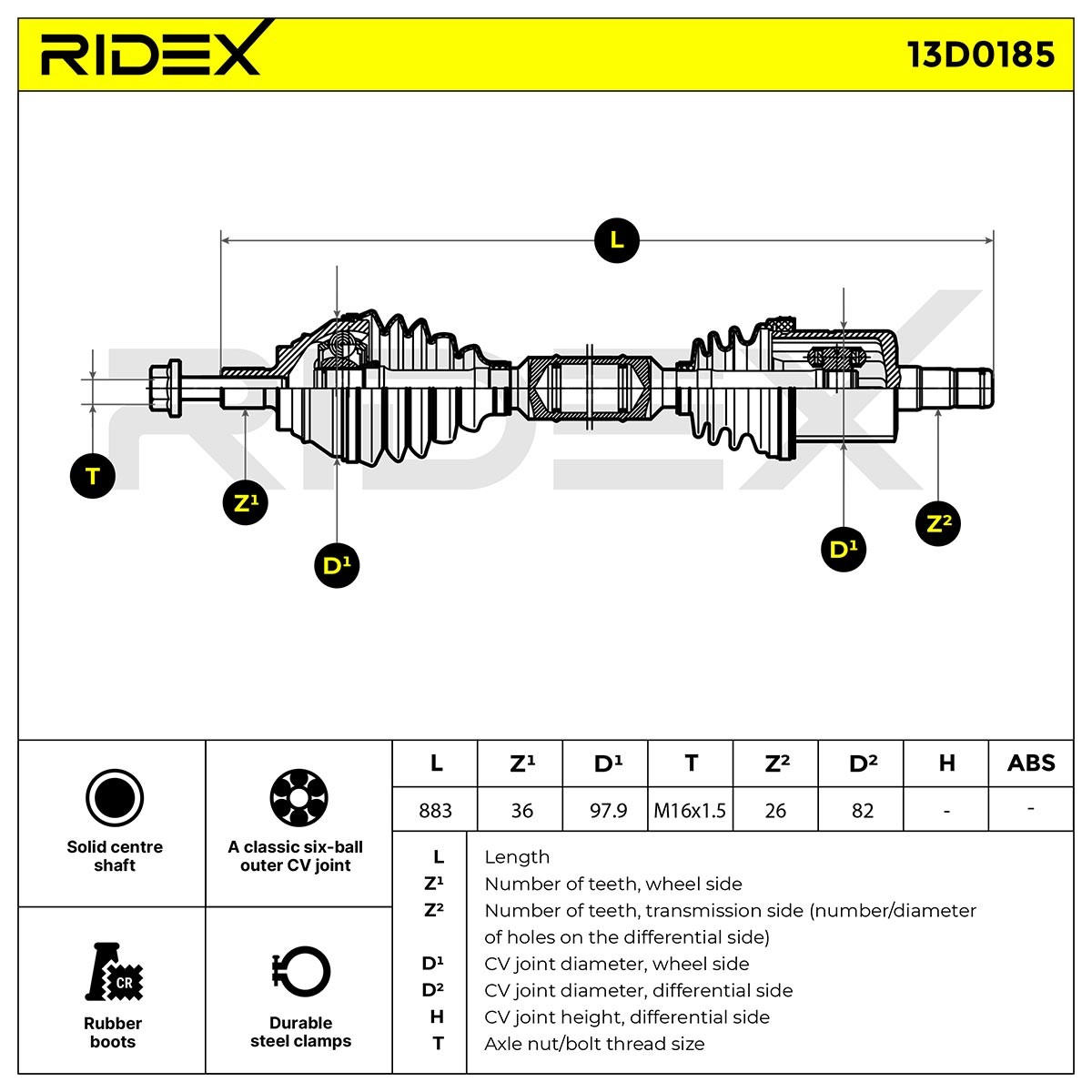RIDEX Axle shaft 13D0185