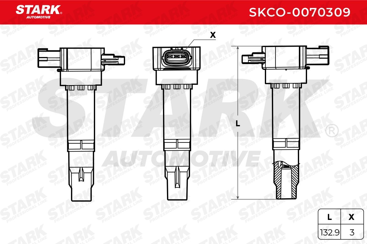 SKCO-0070309 Spark plug coil SKCO-0070309 STARK 12V, Number of connectors: 3