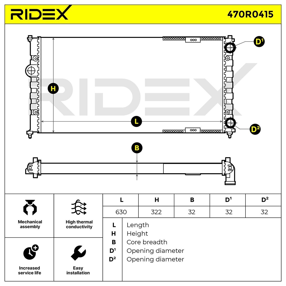 RIDEX Radiator, engine cooling 470R0415