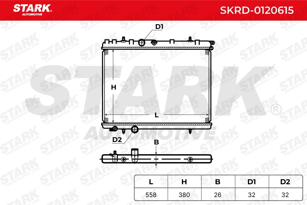 SKRD-0120615 Radiator SKRD-0120615 STARK Aluminium, Aluminium, 538 x 376 x 27 mm, Brazed cooling fins