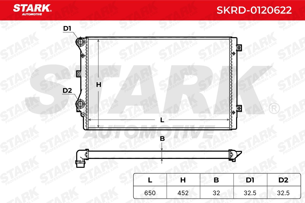 SKRD-0120622 Radiator SKRD-0120622 STARK Aluminium x 32 mm, Brazed cooling fins