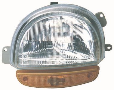 ABAKUS 551-1118L-LD-E Headlight Left, H4, W5W, Halogen, Crystal clear, yellow, with indicator, for right-hand traffic, with bulb holder, without motor for headlamp levelling, P43t