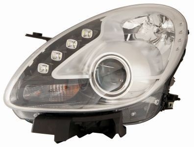 ABAKUS 667-1118LMLDEM1 Headlight Left, H7, LED, H1, chrome, Crystal clear, with motor for headlamp levelling, PX26d, P14.5s