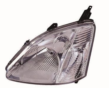 217-1137L-LDEM1 ABAKUS Headlight HONDA Left, H4, chrome, Crystal clear, with bulb holder, with motor for headlamp levelling, P43t