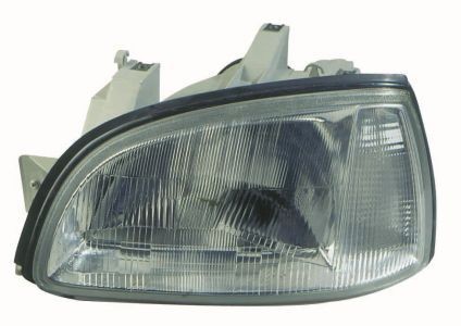 ABAKUS 551-1123L-LD-EM Headlight Left, H4, Halogen, Crystal clear, with low beam, with outline marker light, with indicator, with high beam, for right-hand traffic, without bulb, without electric motor, without motor for headlamp levelling, P43t