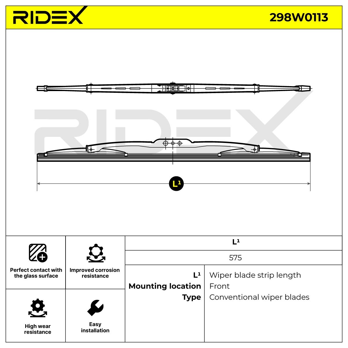 OEM-quality RIDEX 298W0113 Windscreen wiper