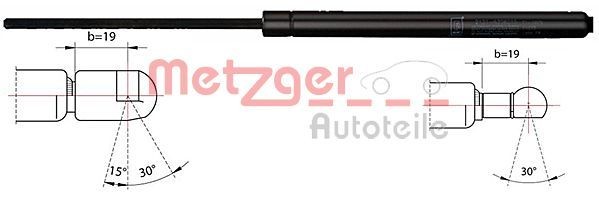 METZGER 2110356 Ammortizatore pneumatico, Cofano bagagli / vano carico 570N, 280 mm