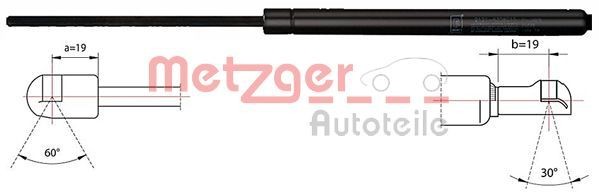 2110418 METZGER Tailgate struts BMW 590N, 622 mm