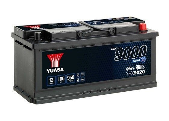 YUASA YBX9000 YBX9020 Battery 12V 105Ah 950A with handles, AGM Battery