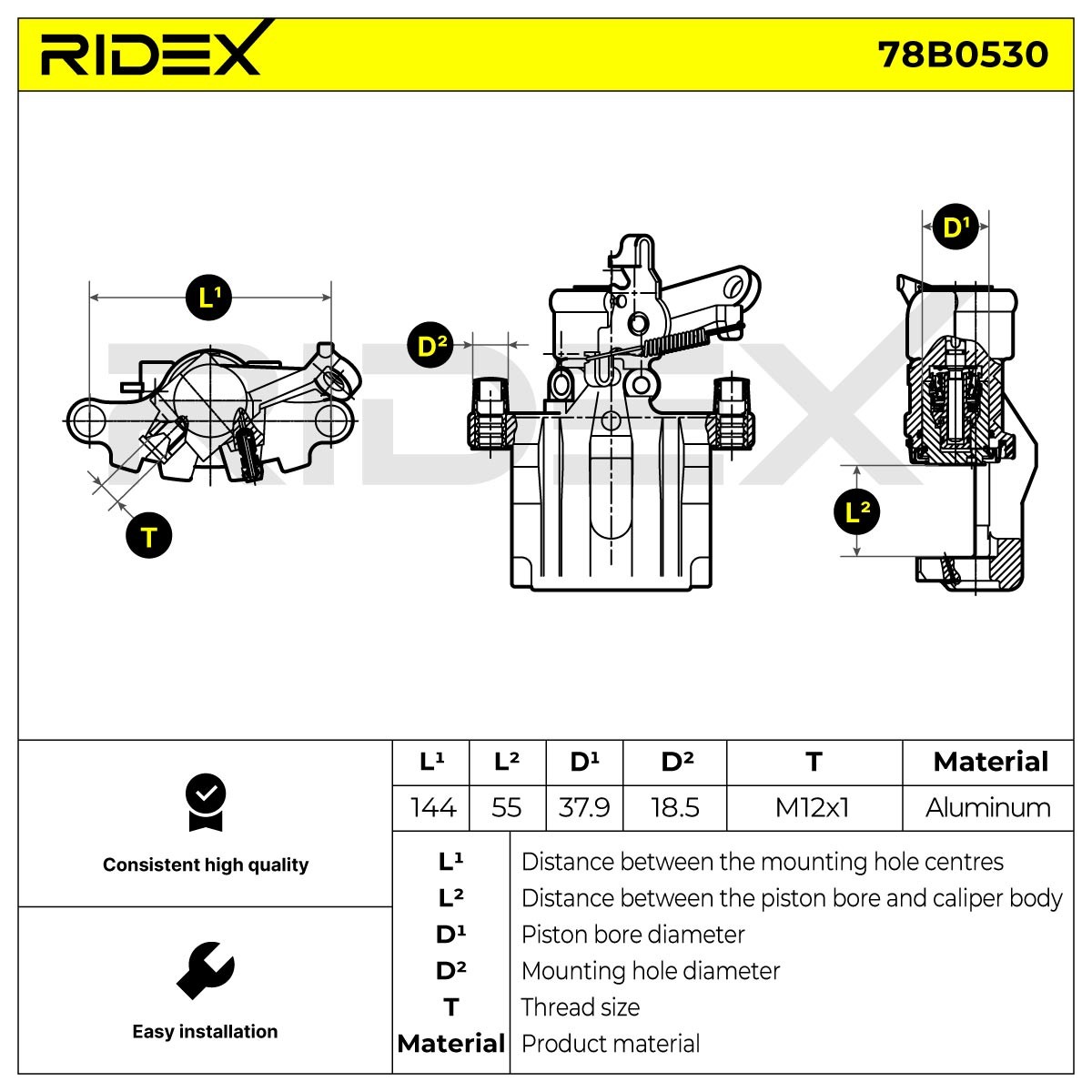 OEM-quality RIDEX 78B0530 Brake caliper