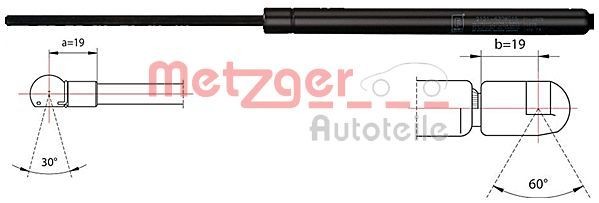 2110487 METZGER 560N, 498 mm Hub: 191mm Heckklappendämpfer 2110487 günstig kaufen