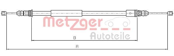 METZGER 10.4713 Hand brake cable Left Rear, Right Rear, Right, 1505/1233mm, Disc Brake, COFLE